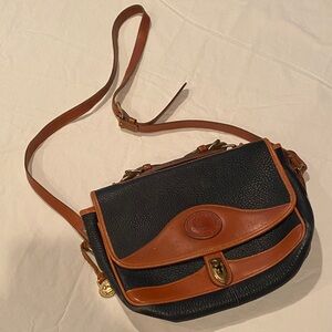 Vintage Dooney & Bourke Classic Black and Brown Leather Shoulder Bag Crossbody